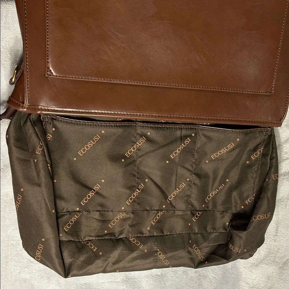 Ecosusi Women’s Brown Vegan Leather Bow Briefcase/ Laptop Bag / Backpack